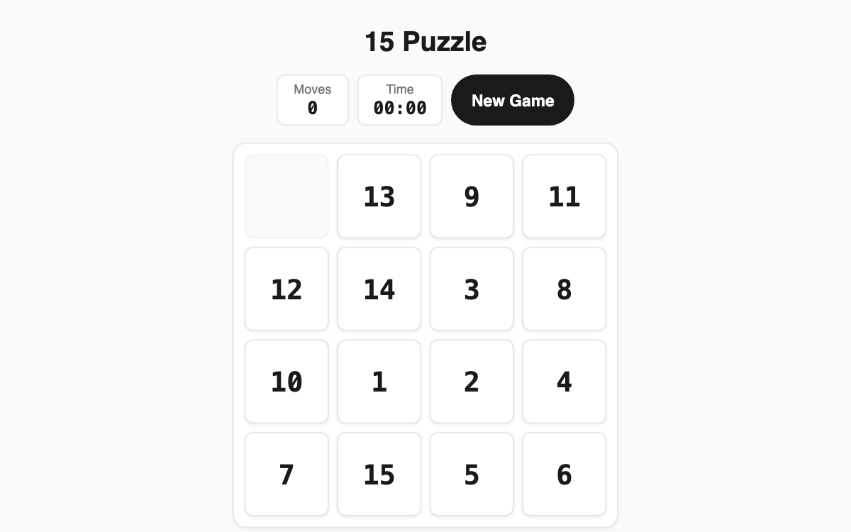 15 Puzzle screenshot