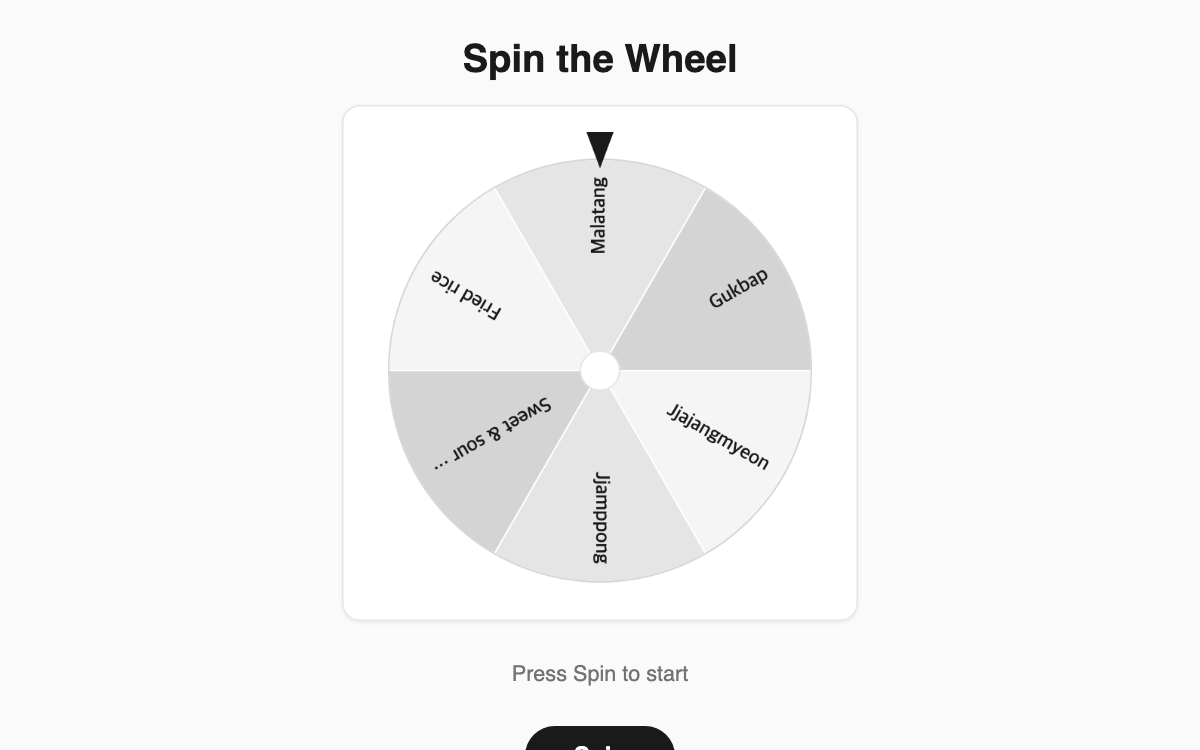 Spin the Wheel screenshot