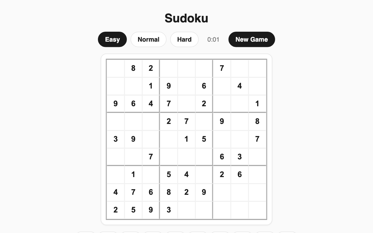 Sudoku screenshot