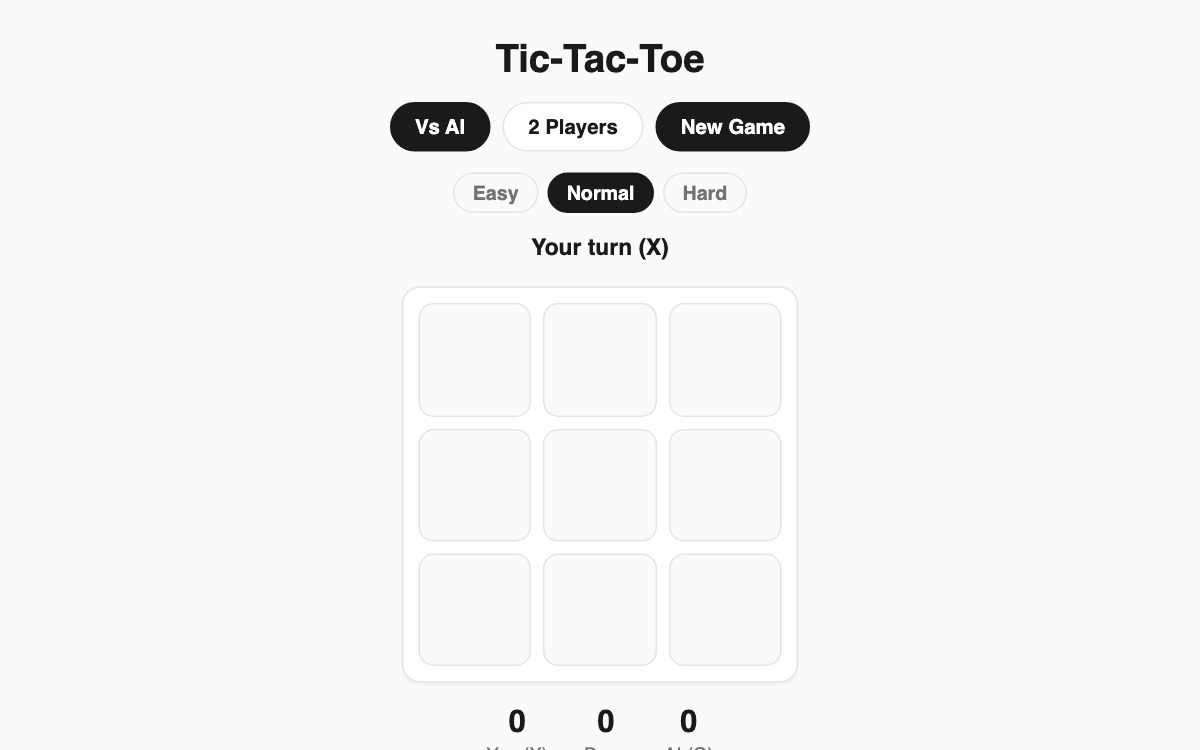 Tic-Tac-Toe (vs AI) screenshot